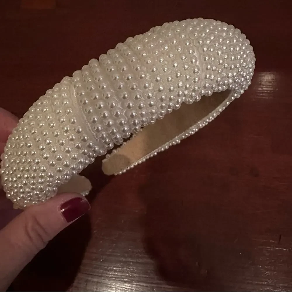 Unbranded Faux Pearl Padded Headband Hairband Hair Soft White Bride Wedding